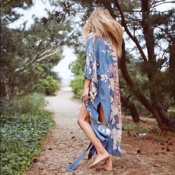 Bird Of Paradise Gypsy Bohemian Kimono In Faded - Picture 6 of 16